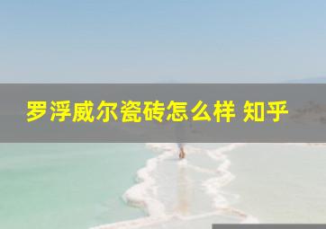 罗浮威尔瓷砖怎么样 知乎